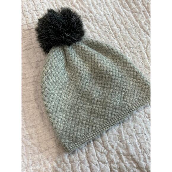 Christian Siriano Cashmere Blend Pom Hat Beanie Cap Gray - Picture 1 of 3